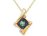 1.25 Carat (ctw) Mystic-Fire Topaz Pendant Necklace in 14k Yellow Gold with Chain
